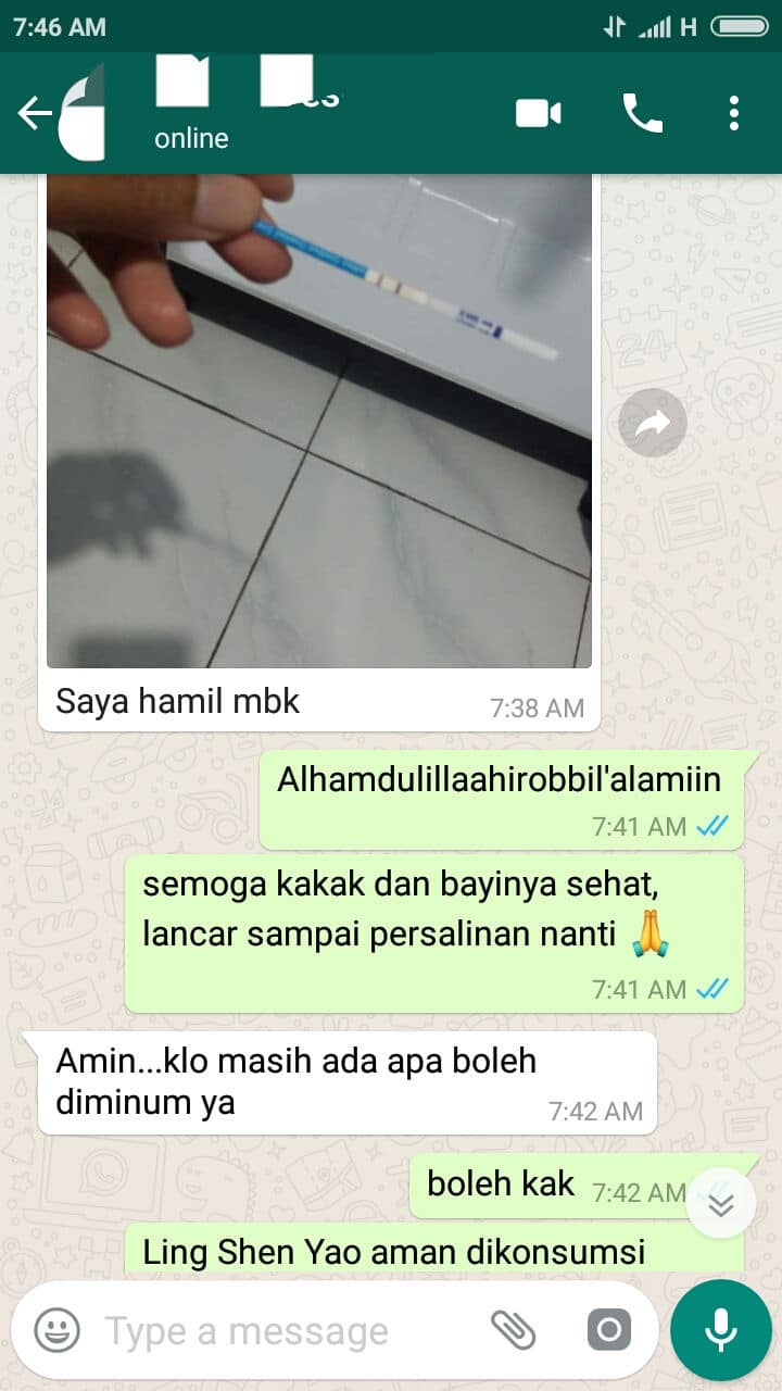 Positif hamil dengan ling shen yao